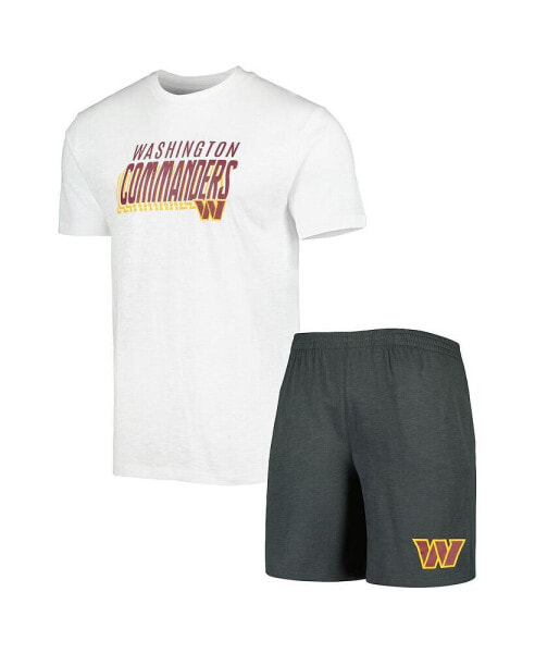 Пижама Concepts Sport мужская Черно-белая Washington Commanders "Downfield" с футболкой и шортами