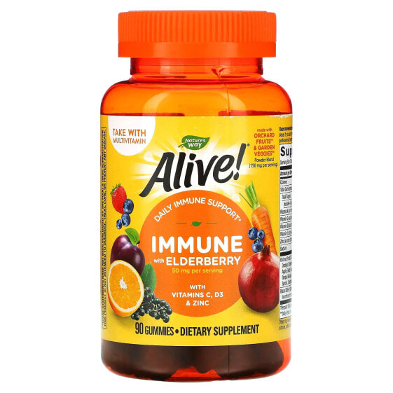 Витамины жевательные NATURE'S WAY Alive! для иммунитета с бузиной, виноградом и вишней 90 шт.