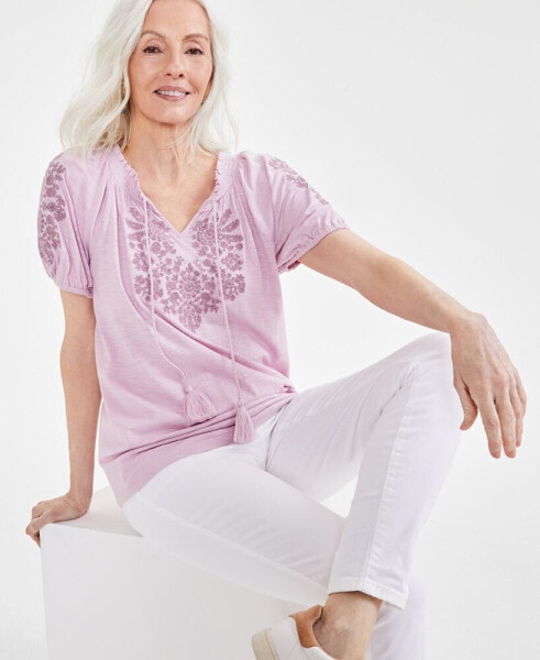 Women's Embroidery Vacay Top, XS-3X, Created for Macy's