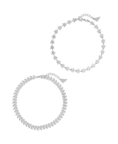 Women's Floral Anklet Duo Set, 2 Piece