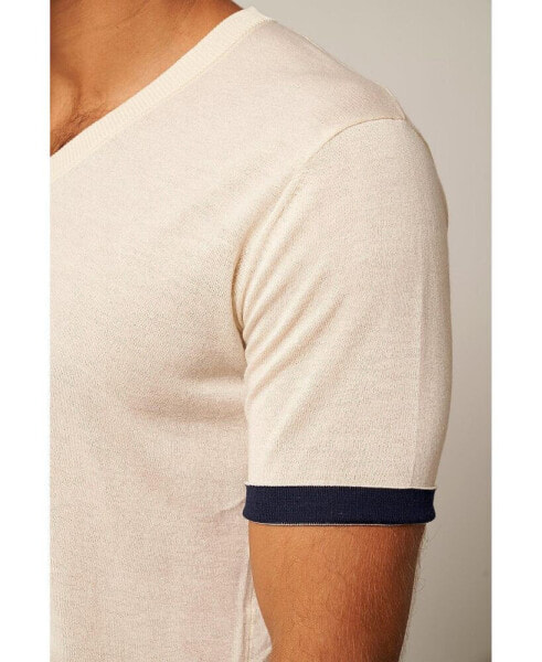 Bellemere Men's Striped Short Sleeve Cashmere T-shirt