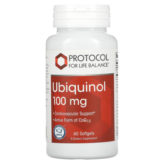 БАД коэнзим Q10 Ubiquinol, 100 мг, 60 капсул Protocol For Life Balance