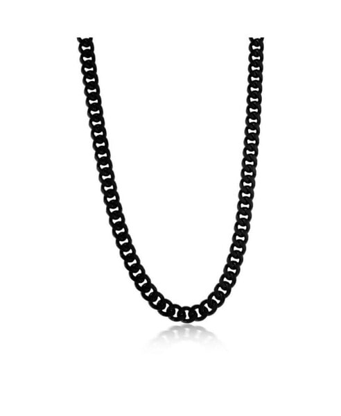 Stainless Steel Matte Black IP Plated 8mm Miami Cuban Chain Necklace