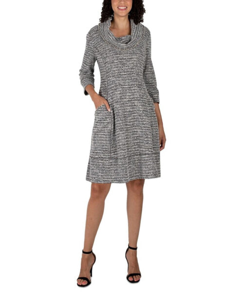 Petite Cowl-Neck Sweater Dress