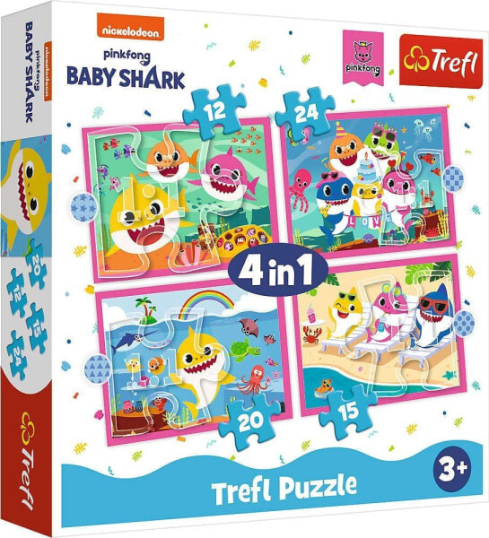Trefl Puzzle 4w1 12,15,20,24el Rodzina Rekinów Baby Shark 34378 Trefl p8