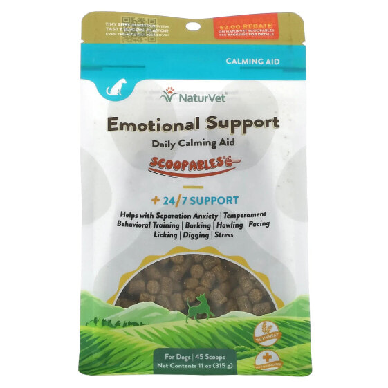 NaturVet, Scoopables Emotional Support, ежедневное успокаивающее средство для собак, бекон, 45 мерных ложек, 315 г (11 унций)