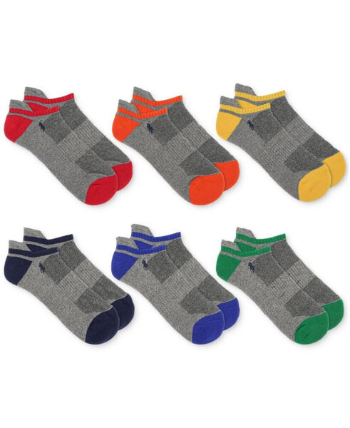 Men's 6-Pk. Performance Tipped Color Heel Toe Low Cut Socks