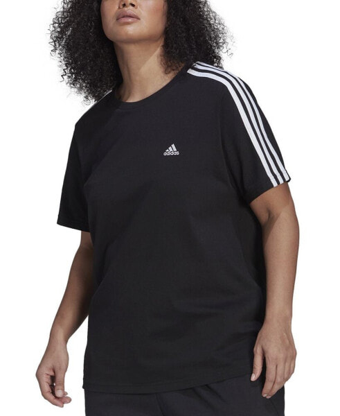 Футболка Adidas Essentials Slim с надписью "3 полоски" для женщин