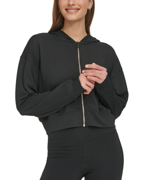 Women's Textured-Jacquard Long-Sleeve Hoodie