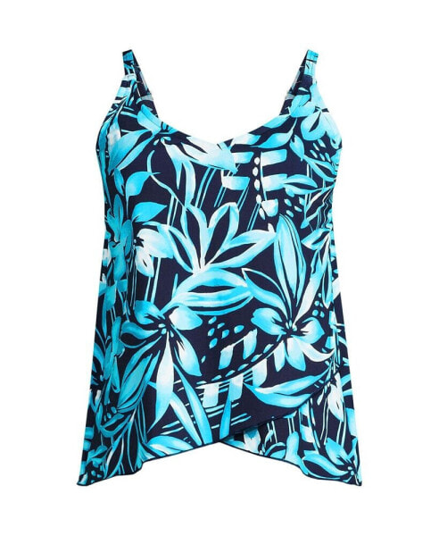 Women's Chlorine Resistant Tulip Hem Tankini Swimsuit Top