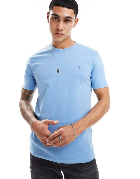 AllSaints Ossage crew t-shirt in pale blue