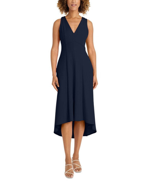 Women's V-Neck Back-Cutout High-Low Dress