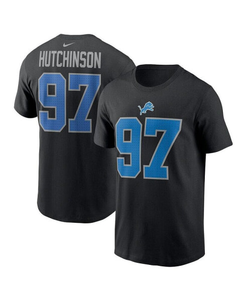 Nike Men's Aidan Hutchinson Black Detroit Lions Player Name Number T-Shirt