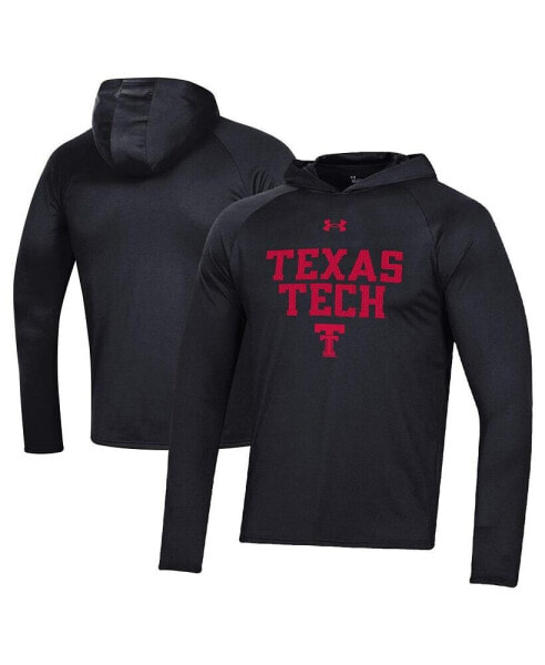 Men's Black Texas Tech Red Raiders Throwback Tech Long Sleeve Hoodie T-shirt