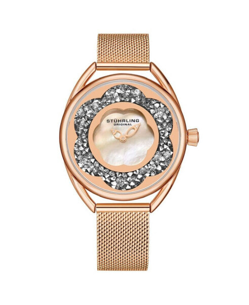 Women's Rose Gold Mesh Stainless Steel Bracelet Watch 38mm