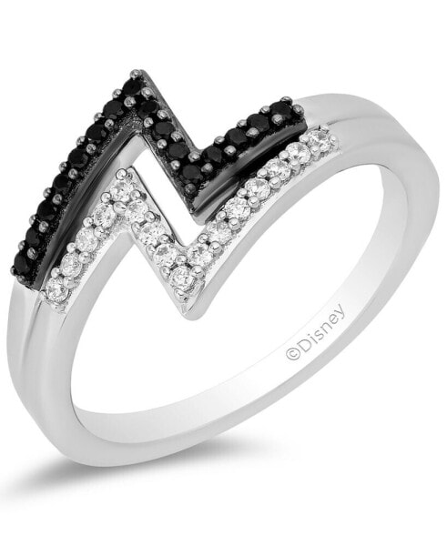 Black Diamond (1/8 ct. t.w.) & White Diamond (1/8 ct. t.w.) Cruella Double Lightening Bolt Ring in Sterling Silver & Black Rhodium-Plate