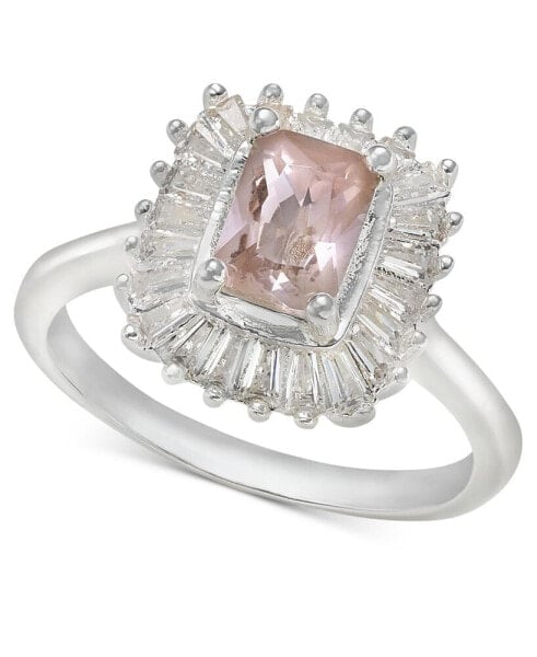Silver-Tone Pink Halo Crystal Ring, Created for Macy's