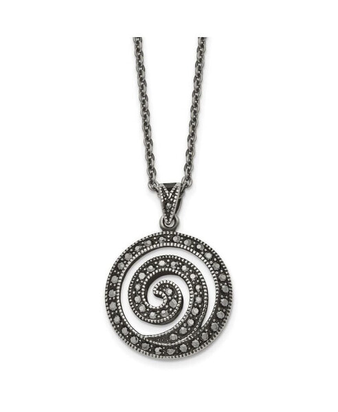 Chisel antiqued Marcasite Swirl Pendant Cable Chain Necklace