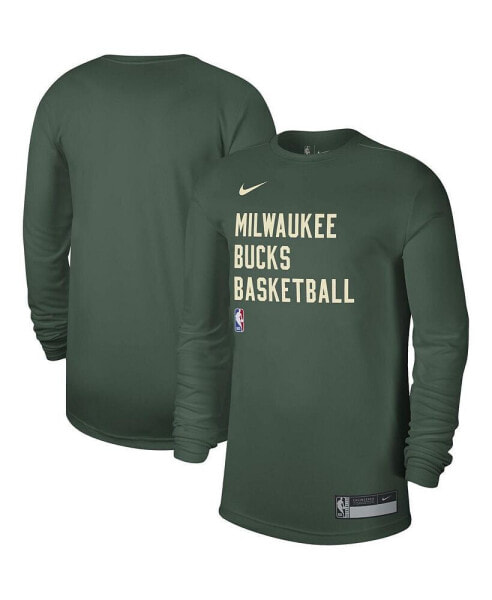 Футболка для мужчин и женщин Nike Milwaukee Bucks 2023/24 Legend On-Court Practice длинный рукав - зеленый охотник