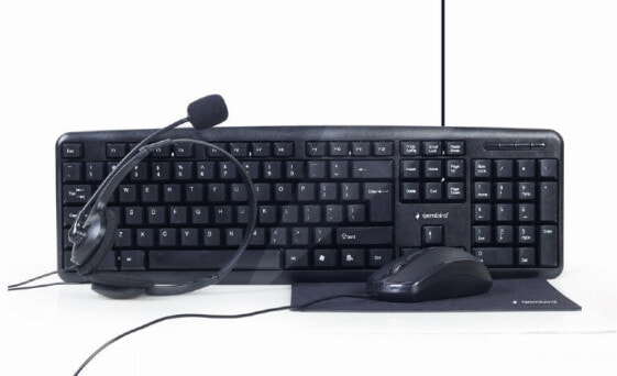 Gembird KBS-UO4-01 - Full-size (100%) - USB - QWERTY - Black - Mouse included
