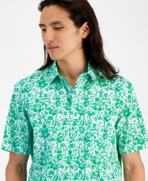 Men's Iris Regular-Fit Stretch Floral Button-Down Poplin Shirt, Created for Macy's