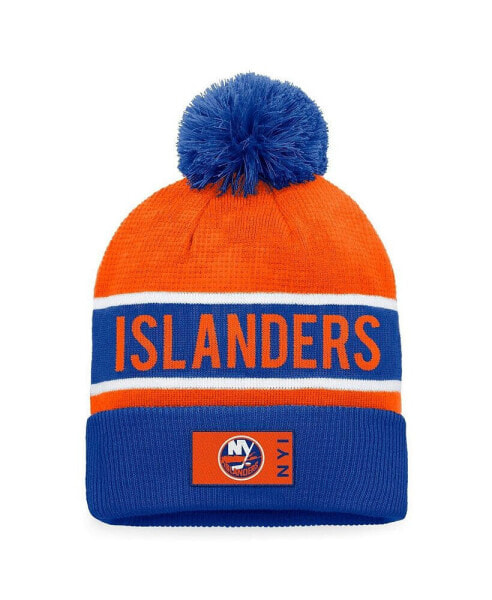 Men's Royal, Orange New York Islanders Authentic Pro Rink Cuffed Knit Hat with Pom