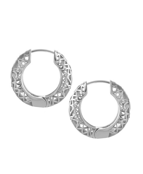 Open Lace Hoop Earring in Silver Plate