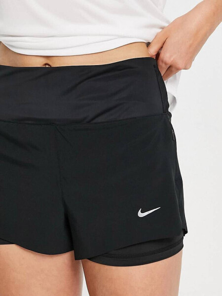 Nike Running Dri-Fit 3in 2 in 1 shorts in black