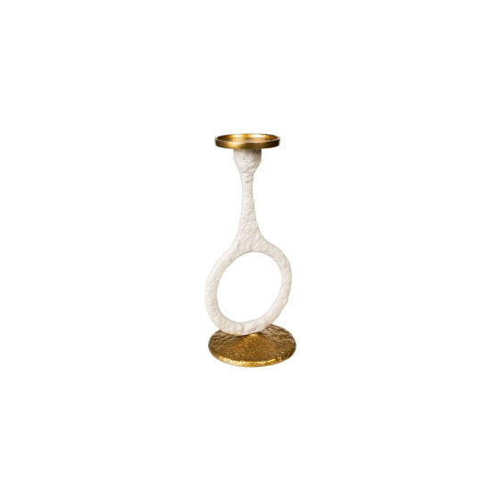 Candleholder Romimex White/Gold Aluminium 15 x 31 x 14 cm Circle