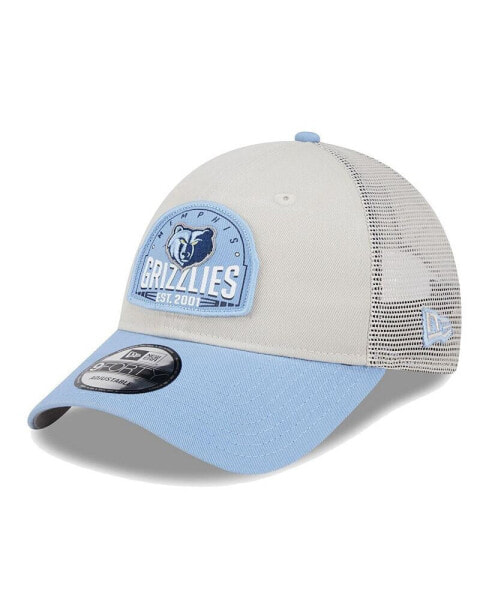 Men's Khaki/Light Blue Memphis Grizzlies Throwback Patch Trucker 9Forty Adjustable Hat