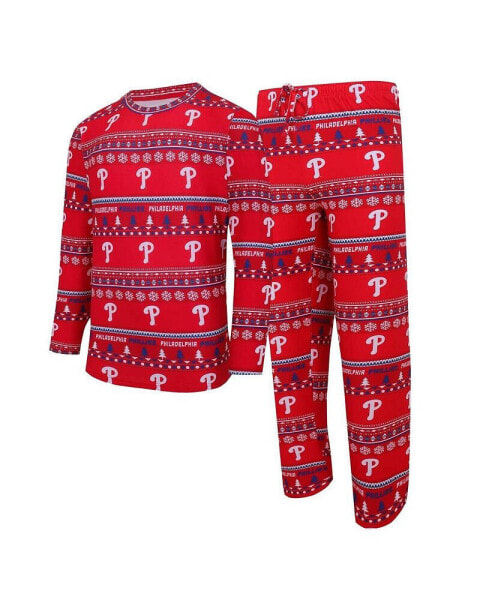 Men's Red Philadelphia Phillies Knit Ugly Sweater Long Sleeve Top and Pants Set