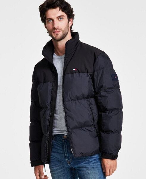 Men's Mixed-Media Puffer Jacket