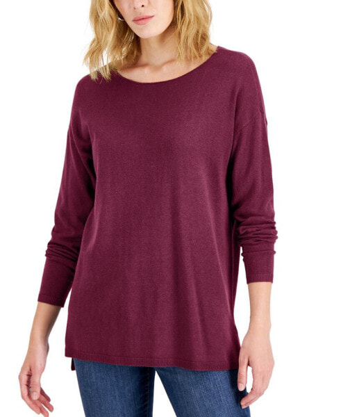 Petite Boat-Neck Tunic Sweater, Created for Macy's