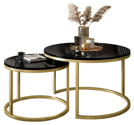 Runder Couchtisch CIRI 2in1 Gold Matt