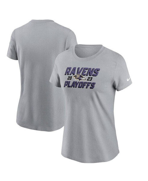 Women's Gray Baltimore Ravens 2023 NFL Playoffs Iconic T-shirt