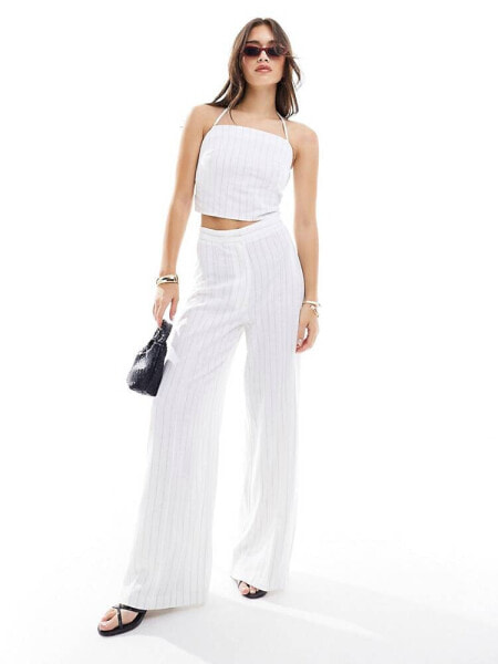 ASOS DESIGN linen pinstripe trouser co-ord