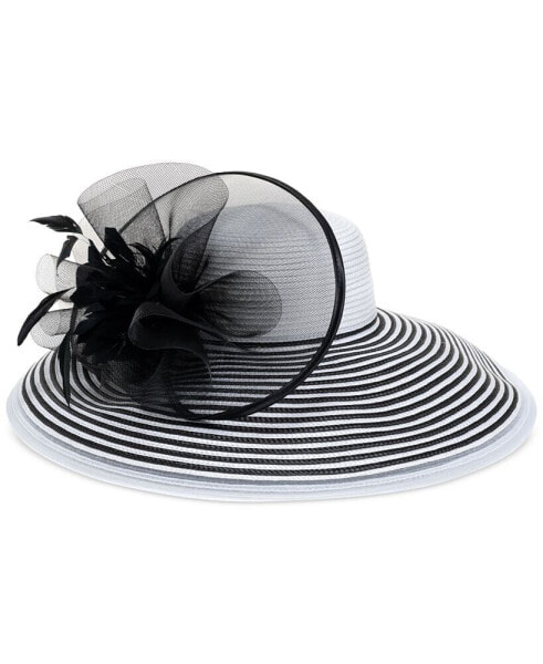 Women's Wide Striped-Brim Dressy Hat