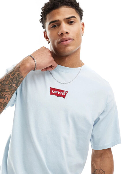 Levi's t-shirt with central batwing logo in light blue