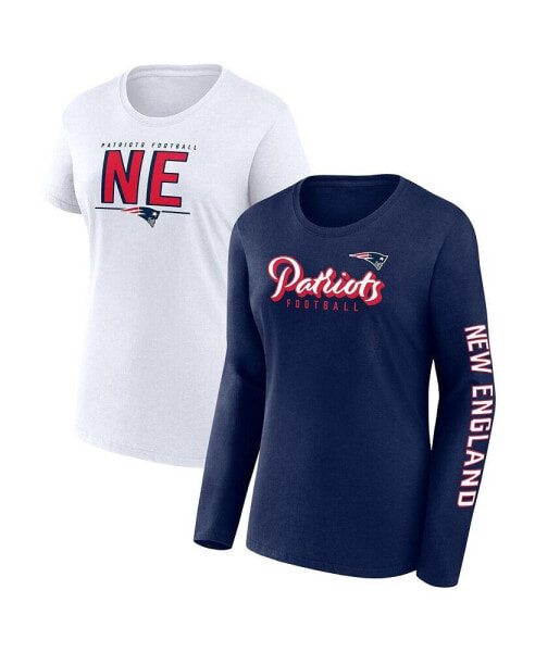 Women's Navy, White New England Patriots Two-Pack Combo Cheerleader T-shirt Set
