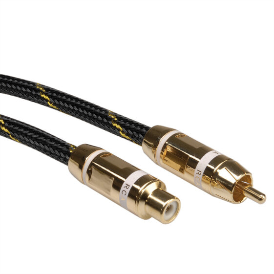 Разъем RCA - RCA ROLINE GOLD Cinch Cable - simplex M - F - белый 10.0 м - 10 м - Мужской - Женский - Золотой