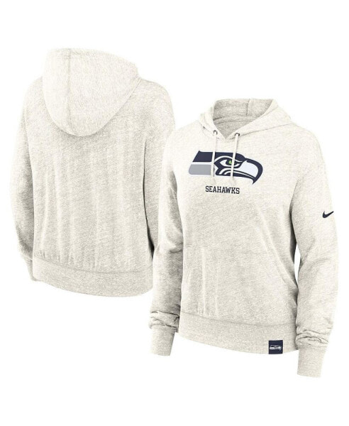 Women's Cream Seattle Seahawks Gym vintage-like Logo Pullover Hoodie