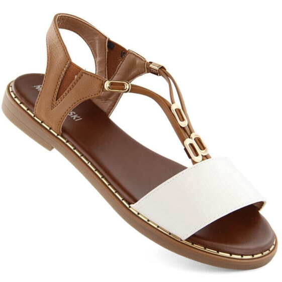 M.Daszyński W SAN39 slip-on sandals, white and brown