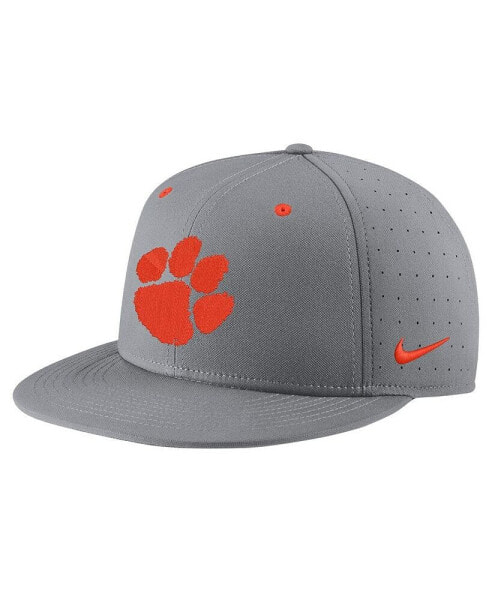 Men's Gray Clemson Tigers USA Side Patch True AeroBill Performance Fitted Hat