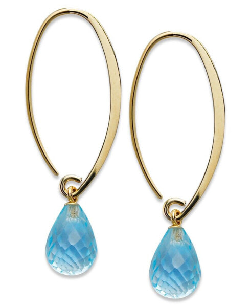 Citrine Long Hoop Earrings (6-1/2 ct. t.w.) in 14k Gold (Also Available in Amethyst, Blue Topaz, & Peridot)