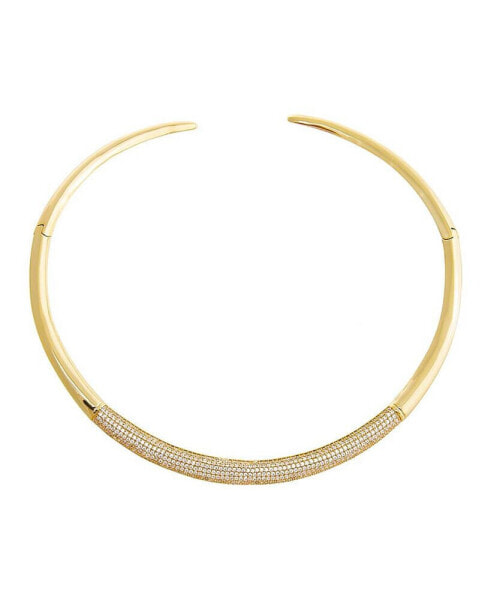 Pave Accented Graduated Collar Choker Necklace