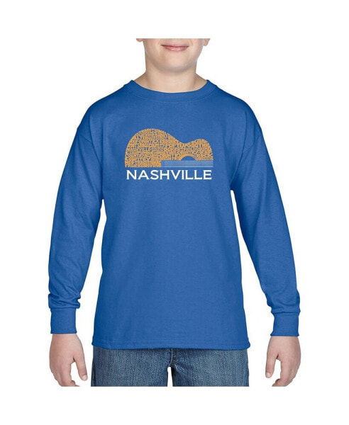 Child Nashville Guitar - Boy's Word Art Long Sleeve T-Shirt