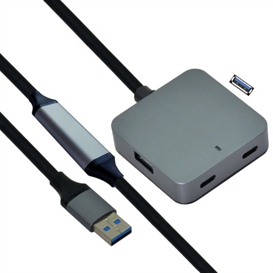 VALUE USB3.2 Gen1 Hub 2xA+ 2xC mit Verlängerungskabel 10m