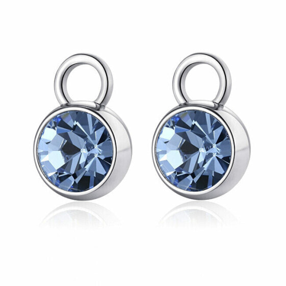 Glittering blue pendants on round earrings Happy Ears SHE013