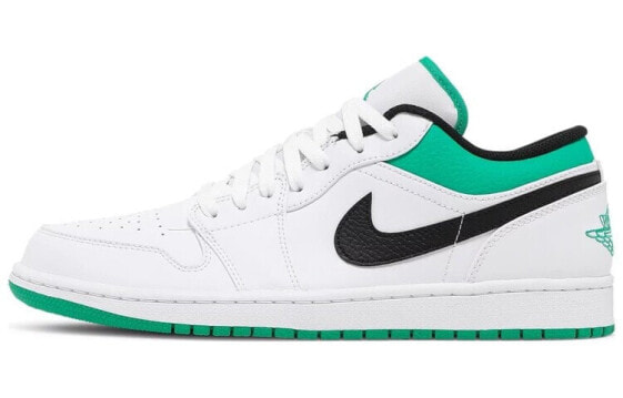 Кроссовки Nike Air Jordan 1 Low White Lucky Green Black (Белый)
