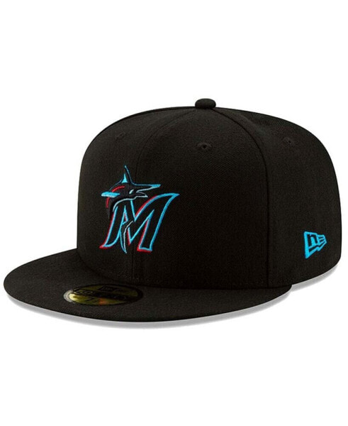 Men's Miami Marlins Black On-Field Authentic Collection 59FIFTY Fitted Hat